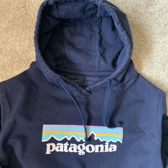 Patagonia Hoodie Small Uprisal Pullover Navy Sweatshirt Recycled Graphic - Picture 2 of 9